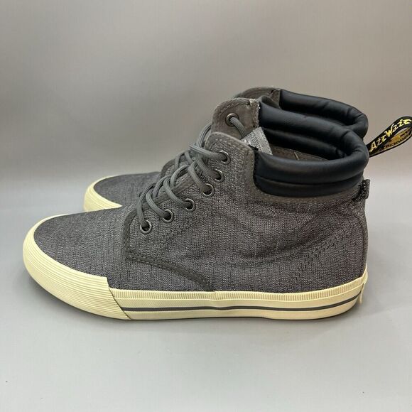 Dr Martens Eason Women Size 8 Shoes Gray Black Mid Top Lace‎ Up Canvas Sneakers - Picture 3 of 10